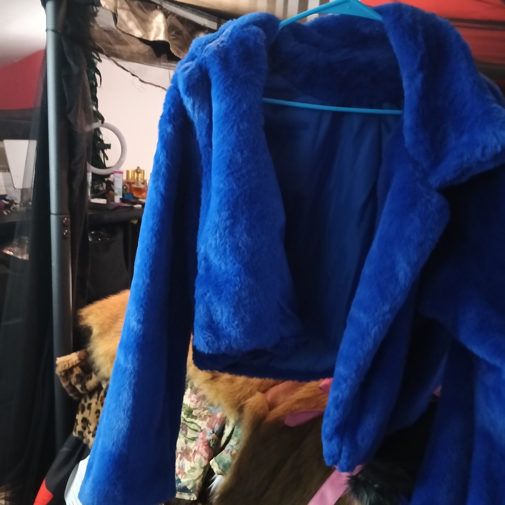 AMO Royal Blue Faux Fur Jacket